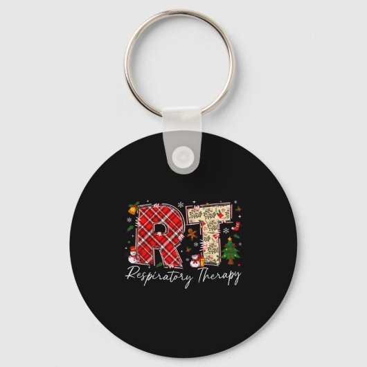 Retro Resratory Therapy Rt Santa Christmas Therapy Sleutelhanger (Voorkant)