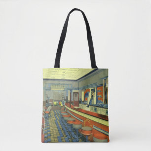 Retro restaurant, interieur van een retro wegresta tote bag