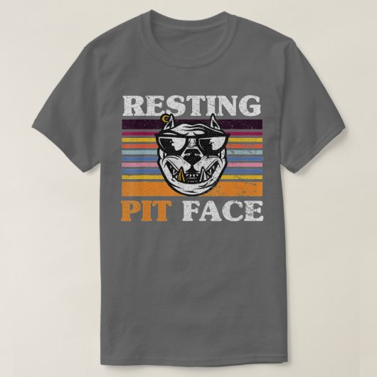 Retro  Resting Pit Face Funny Pitbull Dog L T-shirt (Design voorkant)