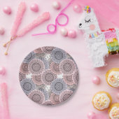 Retro, retro patroon, beige, grijs elegant papieren bordje (Feest)