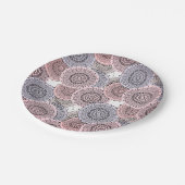 Retro, retro patroon, beige, grijs elegant papieren bordje (Gekanteld)