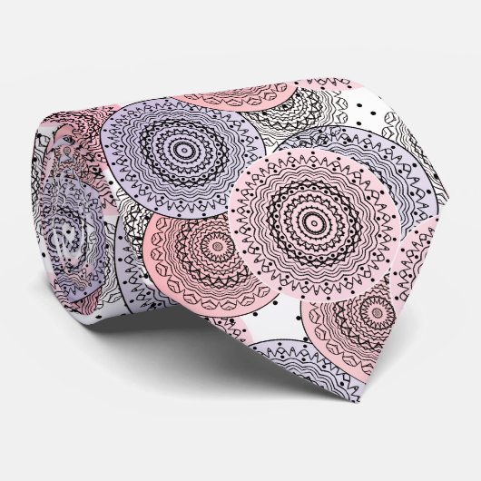 Retro, retro patroon, beige, grijs elegant stropdas (Opgerold)