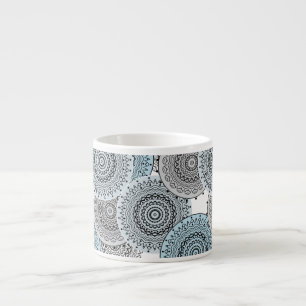 Retro, retro patroon, blauw en grijs, elegant espresso kop