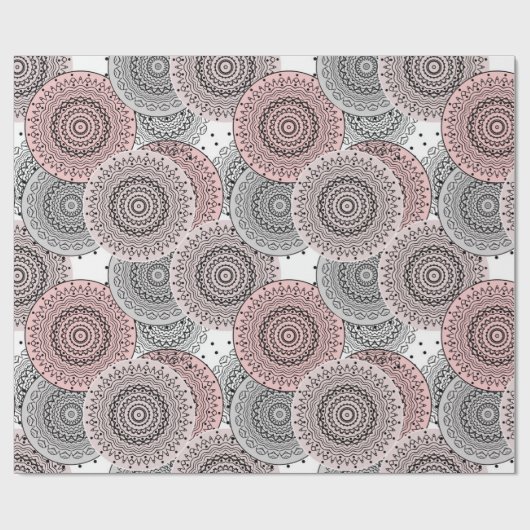 Retro, retro patroon, blauw en roze, elegant cadeaupapier (Vlak)