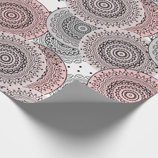 Retro, retro patroon, blauw en roze, elegant cadeaupapier (Hoek)