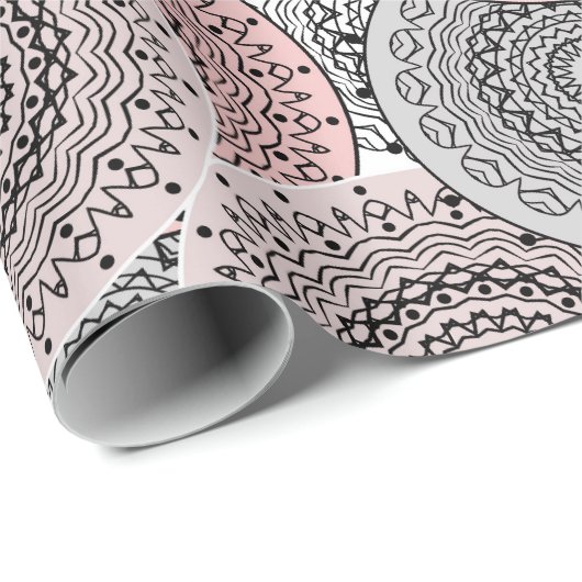 Retro, retro patroon, blauw en roze, elegant cadeaupapier (Rol Hoek)