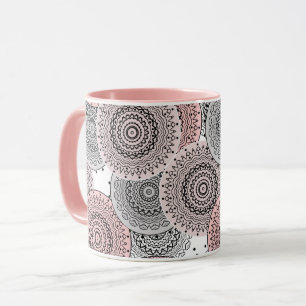 Retro, retro patroon, blauw en roze, elegant mok