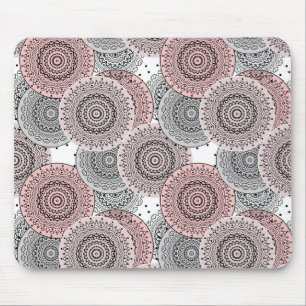 Retro, retro patroon, blauw en roze, elegant muismat