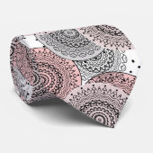 Retro, retro patroon, blauw en roze, elegant stropdas (Opgerold)