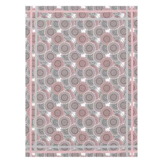 Retro, retro patroon, blauw en roze, elegant tafelkleed (Voorkant)