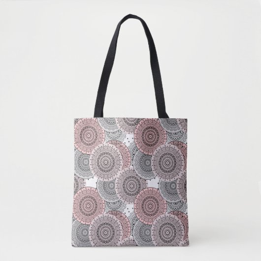 Retro, retro patroon, blauw en roze, elegant tote bag (Voorkant)