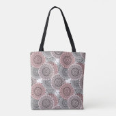 Retro, retro patroon, blauw en roze, elegant tote bag (Achterkant)
