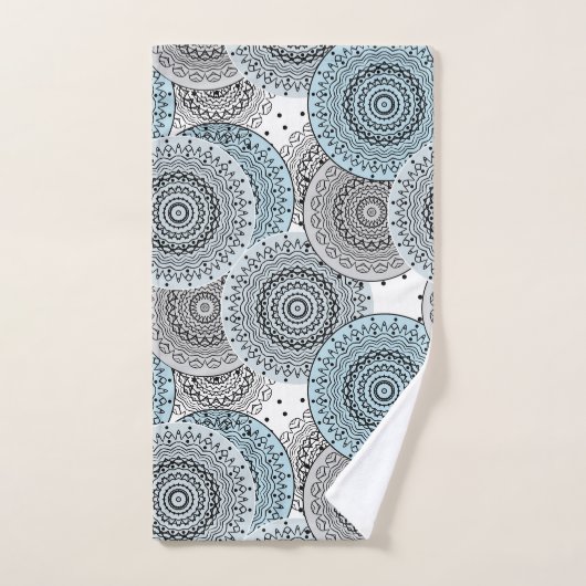 Retro, retropatroon, blauw en grijs, elegant bad handdoek (Handdoek)