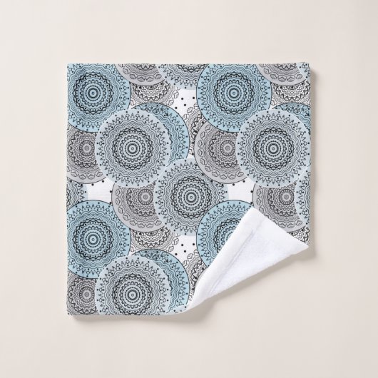 Retro, retropatroon, blauw en grijs, elegant bad handdoek (Wasdoekje)