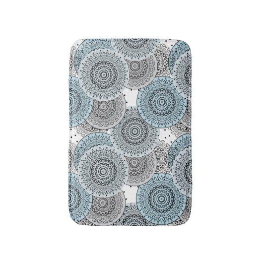 Retro, retropatroon, blauw en grijs, elegant badmat (Voorkant Verticaal)