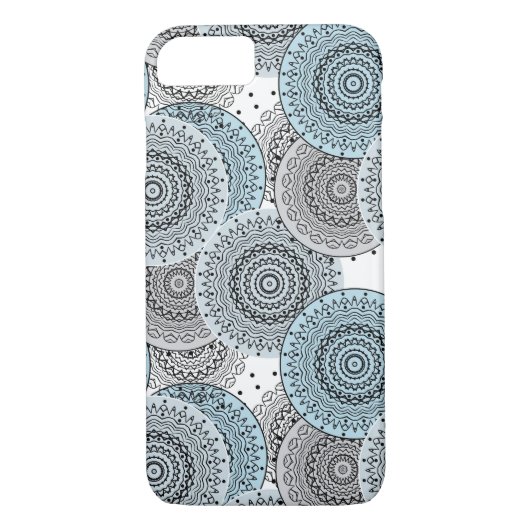 Retro, retropatroon, blauw en grijs, elegant Case-Mate iPhone case (Achterkant)