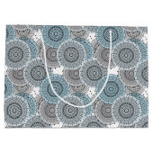 Retro, retropatroon, blauw en grijs, elegant groot cadeauzakje (Achterkant)