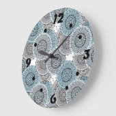 Retro, retropatroon, blauw en grijs, elegant grote klok (Hoek)