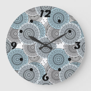 Retro, retropatroon, blauw en grijs, elegant grote klok