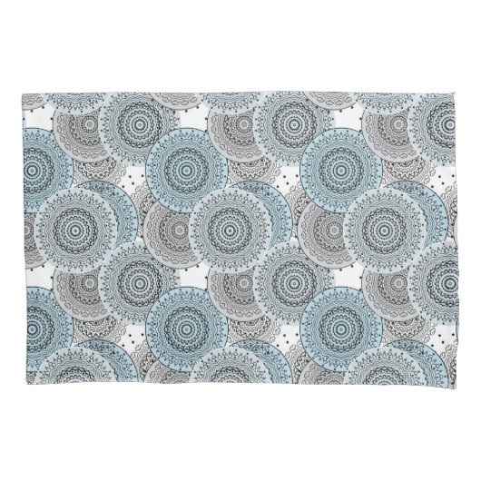 Retro, retropatroon, blauw en grijs, elegant kussensloop (Voorkant)