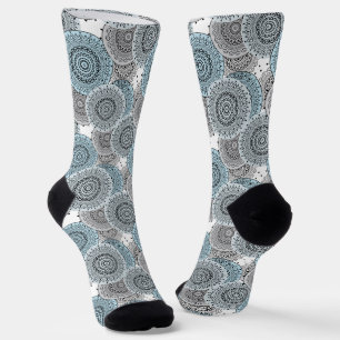 Retro, retropatroon, blauw en grijs, elegant sokken