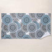 Retro, retropatroon, blauw en grijs, elegant strandlaken (Voorkant)