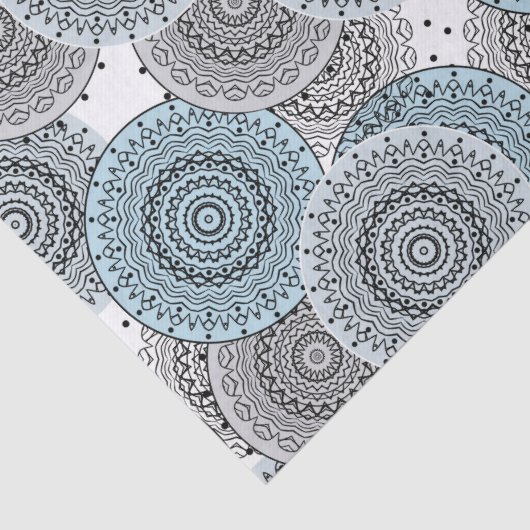 Retro, retropatroon, blauw en grijs, elegant tissuepapier (Detail)