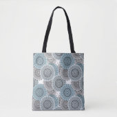Retro, retropatroon, blauw en grijs, elegant tote bag (Voorkant)