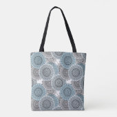 Retro, retropatroon, blauw en grijs, elegant tote bag (Achterkant)
