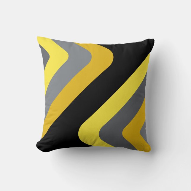 Retro Reus Diamanten Geel Grijs Kussen (Voorkant)