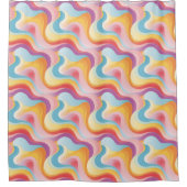 Retro Revival Abstracte Boho Rainbow Wave Douchegordijn (Voorkant)