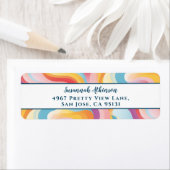 Retro Revival Abstracte Boho Rainbow Wave Etiket (Insitu)