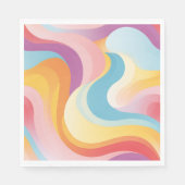 Retro Revival Abstracte Boho Rainbow Wave Servet (Voorkant)