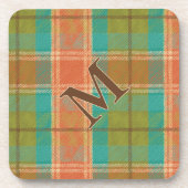 Retro Revival Plaid Monogram Hard Plastic Onderzet Bier Onderzetter (Voorkant)