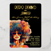 Retro Rewind 50e Verjaardagsfeest Folie Uitnodiging (Voorkant)