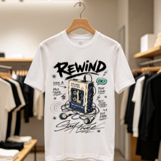 Retro Rewind Cassettespeler Muziek T-shirt