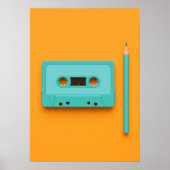 Retro Rewind: Pop Art Cassette Tape with Pencil Poster (Voorkant)