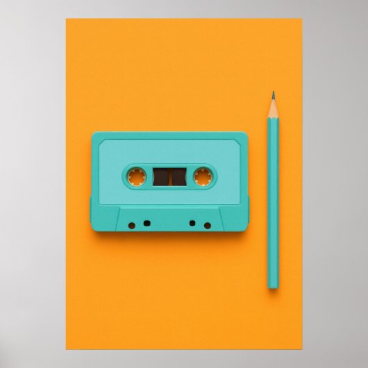 Retro Rewind: Pop Art Cassette Tape with Pencil Poster (Voorkant)
