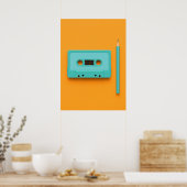 Retro Rewind: Pop Art Cassette Tape with Pencil Poster (Keuken)