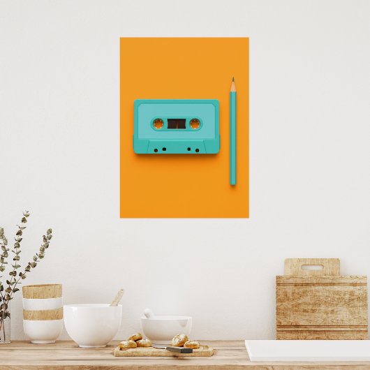 Retro Rewind: Pop Art Cassette Tape with Pencil Poster (Keuken)
