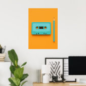 Retro Rewind: Pop Art Cassette Tape with Pencil Poster (Thuiskantoor)