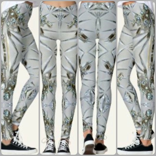 Retro Rhinestone “Art Deco Chic in zilvergrijs Leggings