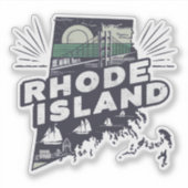 Retro Rhode Island Staat Sticker (Voorkant)