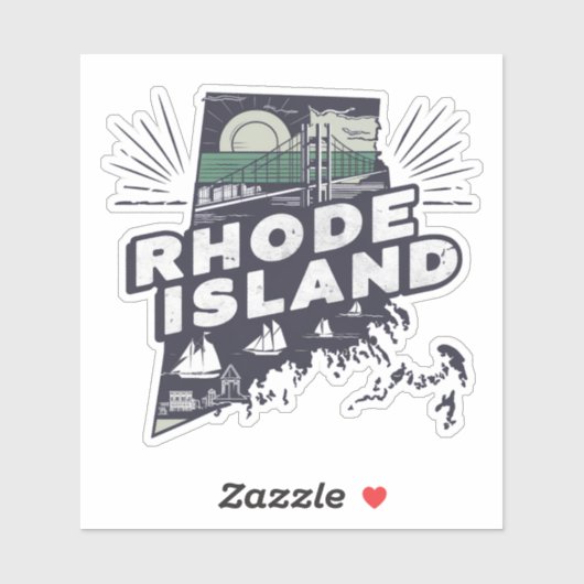 Retro Rhode Island Staat Sticker (Vel)