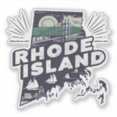 Retro Rhode Island State Car Sticker (Voorkant)