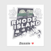 Retro Rhode Island State Car Sticker (Vel)