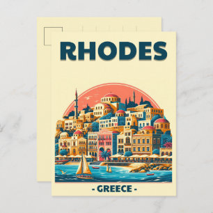 Retro Rhodos City - Griekenland vakantiereis gesch Briefkaart