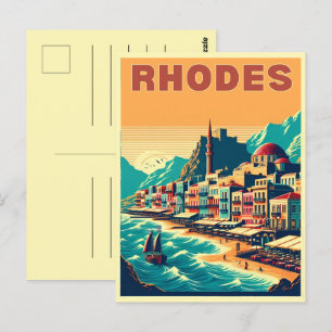 Retro Rhodos City - Griekenland vakantiereis gesch Briefkaart