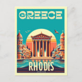 Retro Rhodos City - Griekenland vakantiereis gesch Briefkaart (Voorkant)