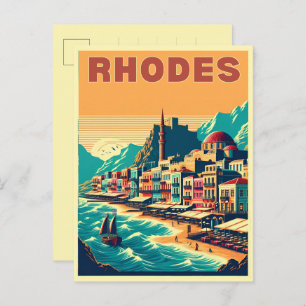 Retro Rhodos City - Griekenland vakantiereis gesch Briefkaart